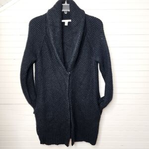 Max Studio Alpaca Wool Blend Shawl Collar Black Cardigan XL
